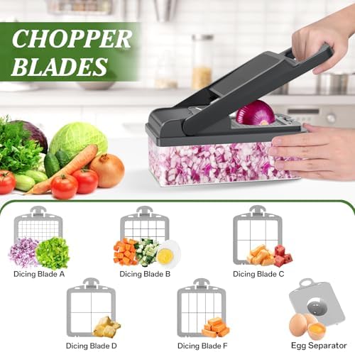 HomeHacks Veggie Chopper Vegetable Cutter, 15 in 1 Kitchen Gadget, Grey - Image 2