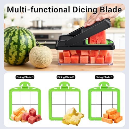 15-in-1 Vegetable Chopper with 10 Blades, Food Veggie Cutter, Green - Image 4