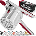 PriorityChef Large 15oz Potato Ricer, Heavy Duty Stainless Steel Potato Masher and Ricer Kitchen Tool, Press and Mash Kitchen Gadget For Perfect Mashed Potatoes - Everytime, Red by PriorityChef