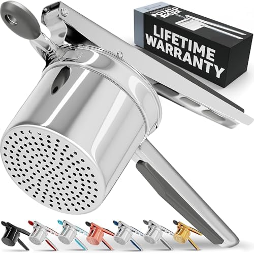 PriorityChef Large 15oz Potato Ricer, Heavy Duty Stainless Steel Potato Masher and Ricer Kitchen Tool, Press and Mash Kitchen Gadget For Perfect Mashed Potatoes - Everytime, Grey by PriorityChef