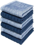 Bumble Premium Dish Cloths 13"x13" (6 Pack) | 100% Natural Ring Spun Cotton | 400 GSM | Highly Absorbent & Soft |Yarn Dyed & Solid Dyed Terry Dish Cloth Set - Blue by BumbleTowels