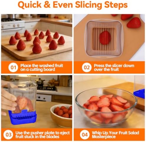 Strawberry Slicer Cup, Fruit Cutter – Quick-Slice, Meal Prep, Sapphire Blue - Image 4