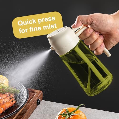 CXINYI - 16oz/470ml Olive Oil Dispenser for Kitchen with Stickers - 2 in 1 Olive Oil Sprayer for Cooking, Air Fryer, and Salad, White (Light-Proof Kitchen Gadget) - Image 4