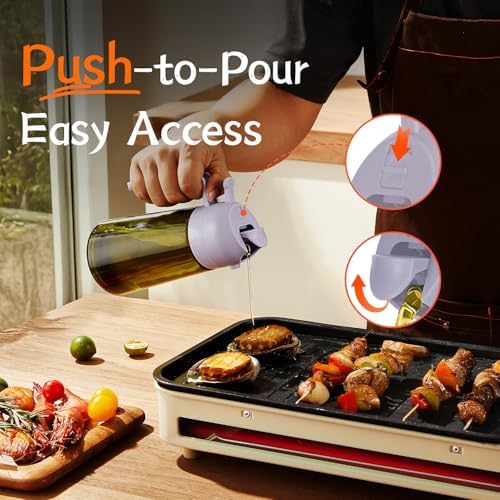 TrendPlain - Original 16oz/470ml Olive Oil Dispenser Bottle for Kitchen Gadgets and Air Fryer Accessories - Olive Oil Sprayer for Cooking w/Stickers - Lilac - Image 5