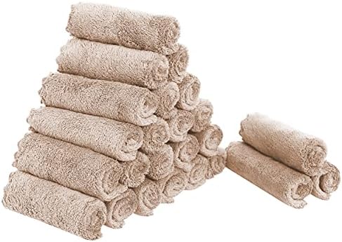 Sunny zzzZZ 24 Pack Kitchen Dishcloths - Does Not Shed Fluff - Reusable Dish Towels, Dish Cloths, Super Absorbent Coral Fleece Cleaning Cloths, Nonstick Oil Washable Fast Drying, 10 x 10 Inch (Brown) by Sunny+zzzZZ