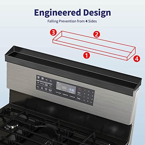 IIIOIIIA Stove Top Magnetic Shelf for Kitchen Organization, 30" Magnetic Spice Rack Over The Stove, 4" Deep Spice Organizer with Border All Around, Brushed Stainless, Black - Image 4