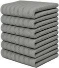 Premium Kitchen Towels 6 Pack 100% Cotton, 20"x28" - Grey Solid by BumbleTowels