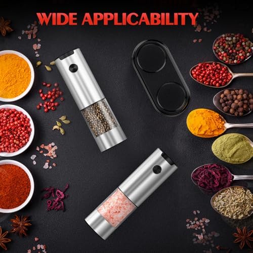 Electric Salt and Pepper Grinder- Automatic Battery Pepper Mill Shakers Kitchen Essentials for New Home Adjustable Coarseness Upgraded Larger Capacity with Led for Housewarming Gifts - Image 5