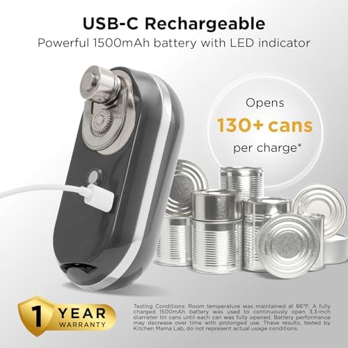 Kitchen Mama Mini Plus Rechargeable Electric Can Opener, Metal Gray - Image 3