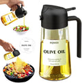 2 in 1 Glass Oil Sprayer & Dispenser,16oz/470ml Olive Cooking, Air Fryer, and Salad, for Kitchen Gadgets and Air Fryer Accessories, w/Stickers (Black) by Unknown