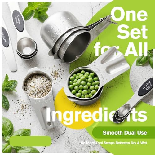 ChefAide Magnetic Measuring Cups & Spoons Set of 15 with Leveler - Image 7