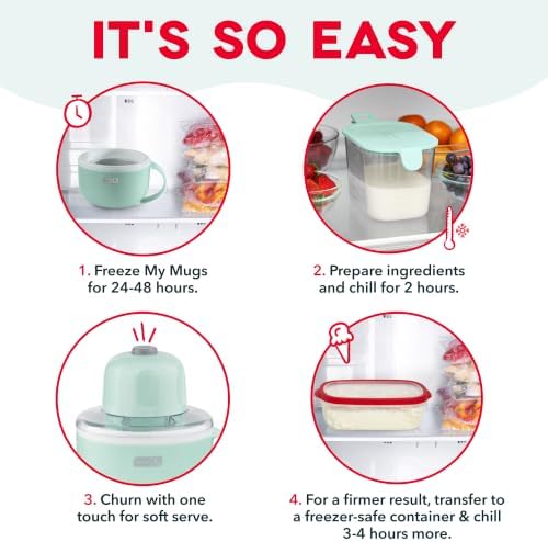 Dash My Mug Ice Cream Maker 2 Pack Bundle, Half-Pint Freezer Mugs, Aqua - Image 5