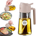 YARRAMATE 16oz/470ml Glass Olive Oil Sprayer for Cooking with Stickers, 2 in 1 Oil Dispenser for Kitchen Gadgets, Food Grade Premium Spray Bottle for Salad, Frying, BBQ (LotusRootPink) by YARRAMATE