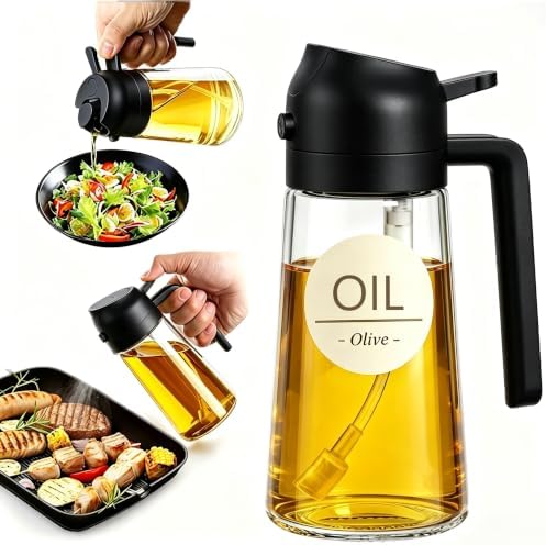 Pure Future 2-in-1 Olive Oil Sprayer for Cooking, Dispenser Bottle (Black) by PureFuture