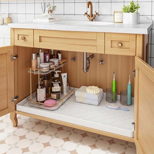 Jin&Bao Under Sink Mat 34" x 22" Waterproof Silicone Cabinet Kitchen Liner - Image 3