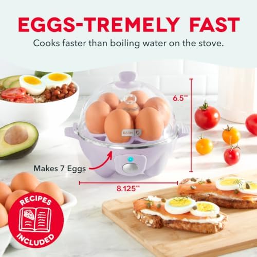 Dash Rapid Egg Cooker, 7 Eggs, Hard Boiled, Poached & Omelettes, Lavender - Image 2
