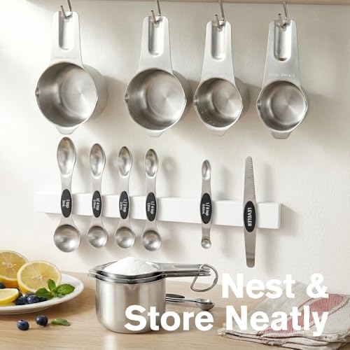 ChefAide Magnetic Measuring Cups & Spoons Set of 15 with Leveler - Image 5