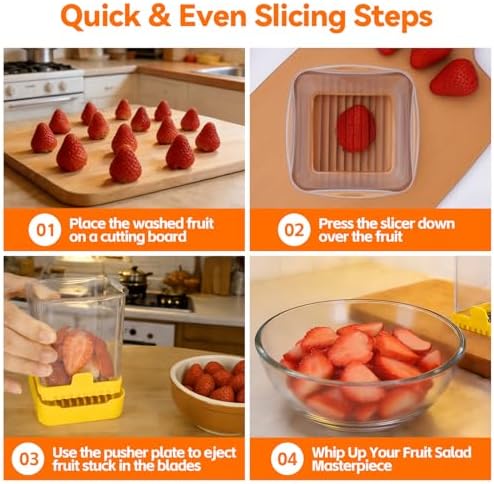 Strawberry Slicer Cup, Fruit Cutter – Quick-Slice, Meal Prep, Yellow - Image 4
