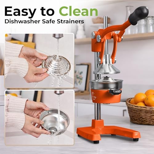 Zulay Kitchen Cast Iron Juicer, Orange Manual Juicer, Citrus Press, Orange - Image 5