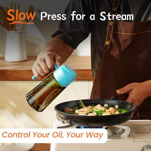 TrendPlain - Original 16oz/470ml Olive Oil Dispenser Bottle for Kitchen Gadgets and Air Fryer Accessories - Olive Oil Sprayer for Cooking w/Stickers - Sky Blue - Image 4