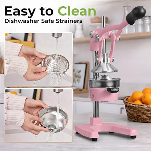 Zulay Kitchen Cast Iron Juicer, Orange Manual Juicer, Citrus Press, Rose - Image 5