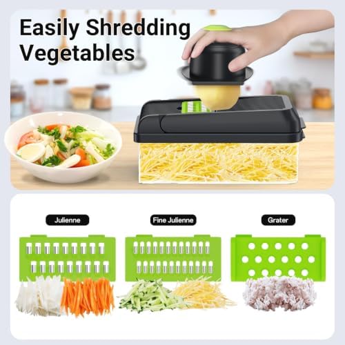 15-in-1 Vegetable Chopper with 10 Blades, Food Veggie Cutter, Green - Image 6