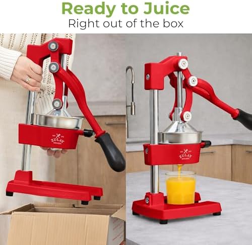 Zulay Kitchen Cast Iron Juicer, Orange Manual Juicer, Citrus Press, Red - Image 4