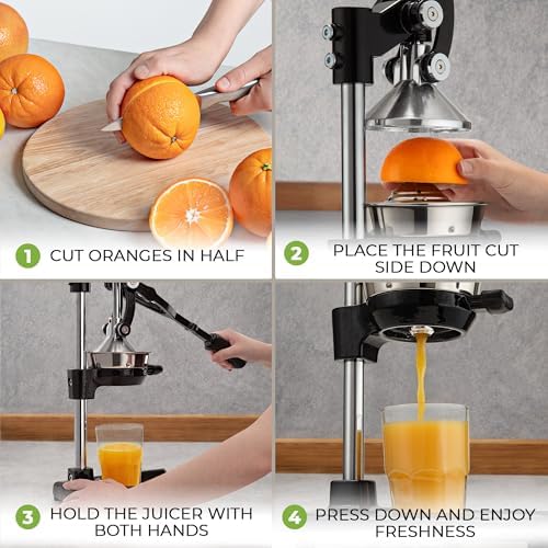 Zulay Kitchen Extra Tall Cast Iron Juicer Metal Citrus Press Squeezer Black - Image 4