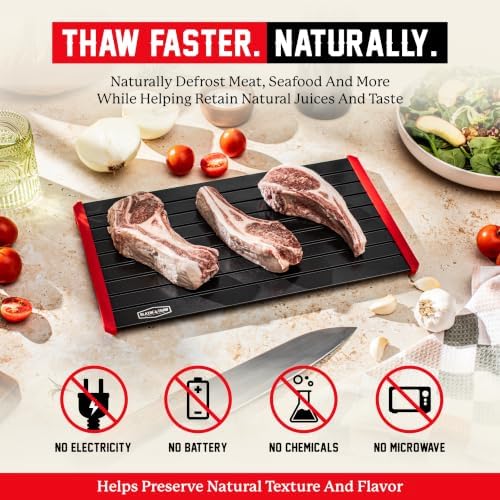 BLAZIN' THAW Defrosting Tray for Frozen Meat | 14” Large-Size | Aluminium Plate for Thawing Frozen Food | Natural Thawing Process | No Microwaves, No Cold/Warm Water Required | - Image 5