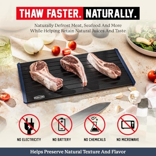 BLAZIN' THAW Defrosting Tray for Frozen Meat | 16" Family-Size | Aluminium Plate for Thawing Frozen Food | Natural Thawing Process | No Microwaves, No Cold/Warm Water Required | - Image 4