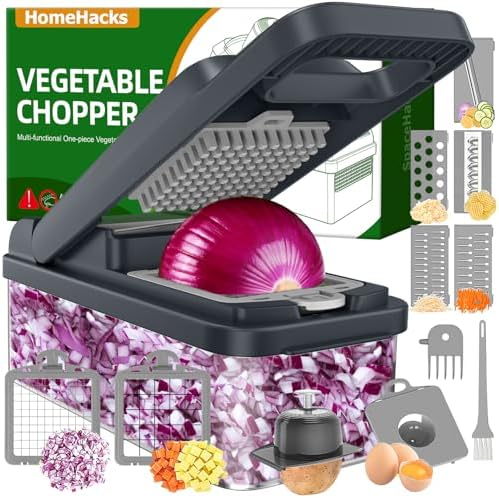 HomeHacks Veggie Chopper Vegetable Cutter, 12 in 1 Kitchen Gadget, Grey by HomeHacks