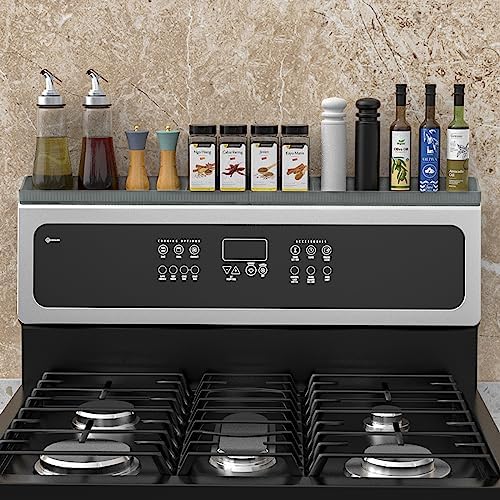 Magnetic Stove Shelf for Back of Stove, 30 Inch Silicone Stove Top Spice Rack for Kitchen Organization, Heat Resistant Over the Stove Shelf with 6 Powerful Magnets, Fits Flat & Curved Stoves- Grey - Image 7