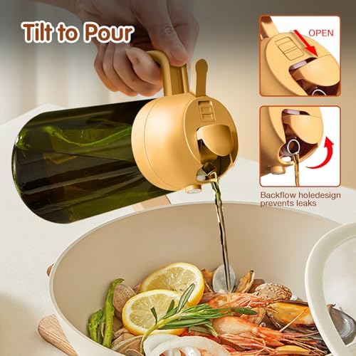 YARRAMATE 16oz/470ml Light-Blocking Dark Oil Sprayer for Cooking, 2 in 1 Olive Oil Dispenser Bottle for Kitchen, Premium Dark Green Glass Oil Bottle, Food-Grade Oil Mister for Air Fryer, BBQ (Orange) - Image 6