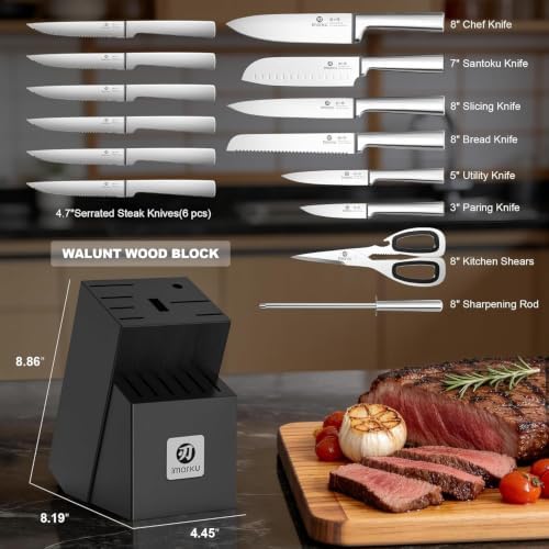 imarku 15-Piece Knife Block Set Built-in Sharpener - Image 4