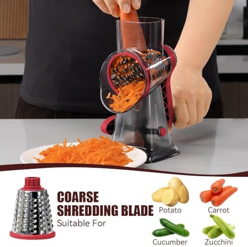KEOUKE Rotary Cheese Grater, Hand Crank Shredder Slicer - Image 2