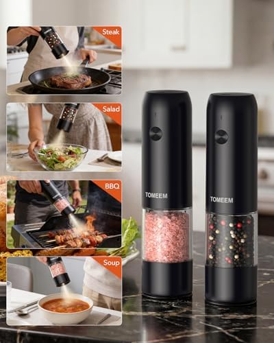 TOMEEM Electric Salt and Pepper Grinder Set with LED Lights - Image 6