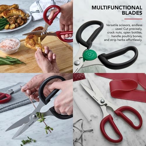 KitchenAid Multipurpose Shear Set, Versatile Scissors with Nutcracker, Bottle Opener, Ergonomic Handles with Protective Blade Covers, 2 Piece - Image 4