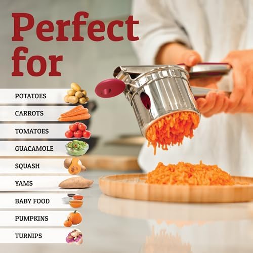 PriorityChef Large 15oz Potato Ricer, Heavy Duty Stainless Steel Potato Masher and Ricer Kitchen Tool, Press and Mash Kitchen Gadget For Perfect Mashed Potatoes - Everytime, Red - Image 5