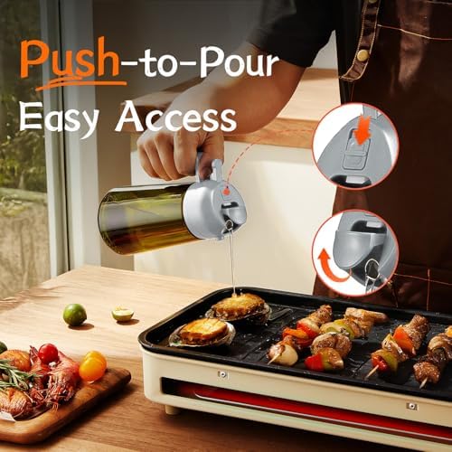 TrendPlain - Original 16oz/470ml Olive Oil Dispenser Bottle for Kitchen Gadgets and Air Fryer Accessories - Olive Oil Sprayer for Cooking w/Stickers - Ash - Image 5