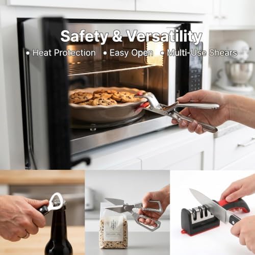13-Piece Kitchen Gadget Set (Includes Storage Basket) — Features Kitchen Shears, Garlic Press, Knife Sharpener, Julienne Peeler, Standard Peeler, Anti-Scald Tongs (13 PCS) - Image 5