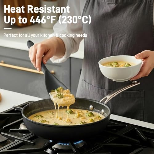 3 PACK Silicone Cooking Spatula & Spoon for Nonstick Cookware, BPA-Free - Image 2