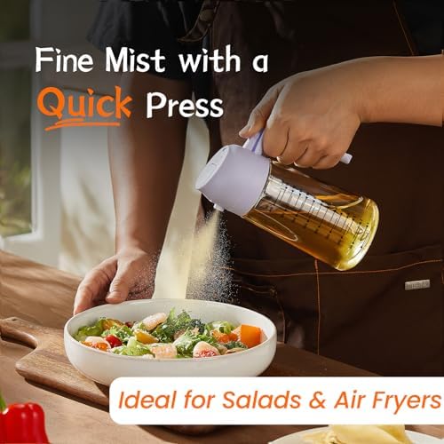 TrendPlain 16oz/470ml Glass Olive Oil Sprayer for Cooking - 2 in 1 Olive Oil Dispenser for Kitchen Gadgets, Air Fryer, Salad, and BBQ - Periwinkle - Image 2