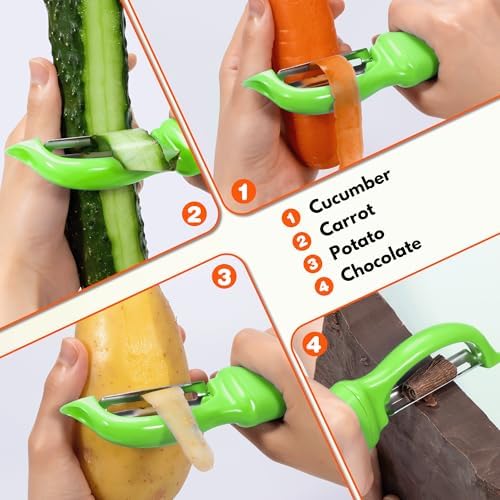 Rainspire Vegetable Peeler Potato Peelers for Kitchen, Sharp Stainless Steel Blades Veggie, Comfortable Handle Fruit Peeler, Carrot Peeler Apple Peeler Dishwasher Safe (2, Green) - Image 7