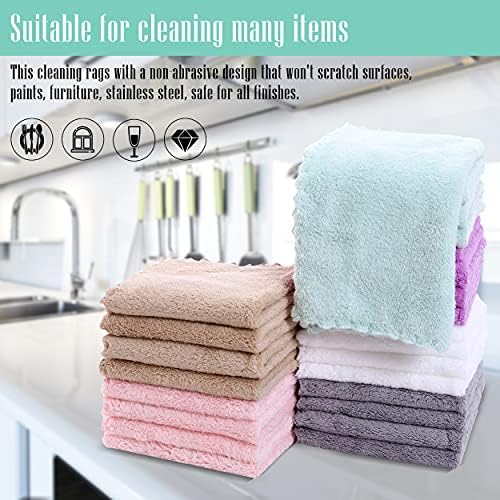 24 Pack Kitchen Dishcloths - Does Not Shed Fluff - Reusable Dish Towels, Dish cloths, Super Absorbent Coral Fleece Cleaning Cloths, Nonstick Oil Washable Fast Drying, 10 x 10 Inch (Multicolor) - Image 7
