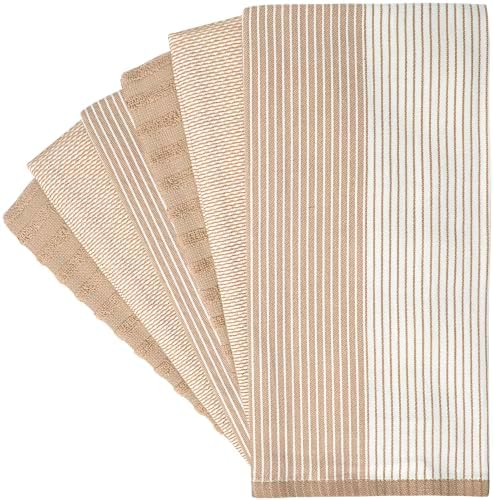 Premium Kitchen Towels 6 Pack 100% Cotton, 20"x28" Dish Towels - Tan - Image 3