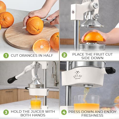 Zulay Kitchen Cast Iron Juicer, Orange Manual Juicer, Citrus Press, White - Image 4
