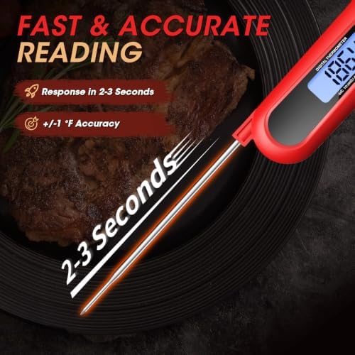 Meat Thermometer Digital – Instant Read Food Thermometer for Cooking Red - Image 3
