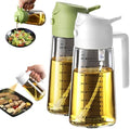 TrendPlain 16oz/470ml Glass Olive Oil Sprayer for Cooking – 2 in 1 Olive Oil Dispenser Bottle for Kitchen Gadgets and Air Fryer Accessories, Salad, BBQ - White & Green by TrendPlain
