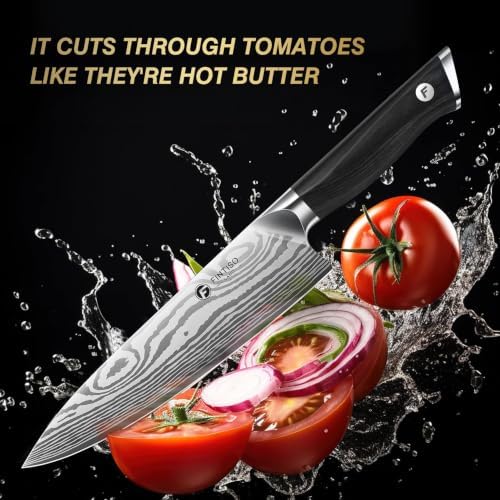 FINTISO 8 Inch Japanese Chef Knife,2026 New Upgrade Kitchen Knife High CarbonJapanese Powder Steel Kitchen Knife with Ergonomic Sakuragi Handle Chef Knives Set - Image 6