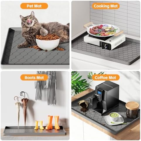 Winisok Waterproof Under Sink Mat 25" x 22", Silicone Mat, Beige - Image 5